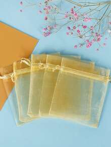 5 piezas Bolsa de embalaje unicolor con cordón - Amarillo - Ver 3