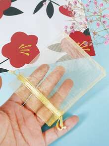 5 piezas Bolsa de embalaje unicolor con cordón - Amarillo - Ver 4