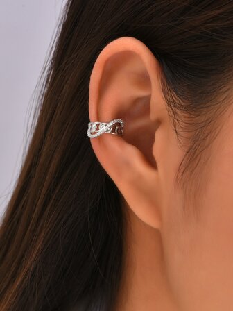 1入組方晶鋯石裝飾耳夾