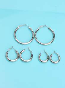 1 bộ/3 đôi khuyên tai vòng hình chữ C đơn giản và cá tính theo phong cách Y2K dành cho nữ, thích hợp cho các dịp lễ, sinh nhật, hẹn hò, khiêu vũ, tiệc tùng, du lịch, mua sắm, đi làm hàng ngày và các dịp khác. - Bạc - Xem 1