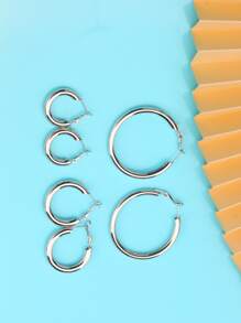 1 bộ/3 đôi khuyên tai vòng hình chữ C đơn giản và cá tính theo phong cách Y2K dành cho nữ, thích hợp cho các dịp lễ, sinh nhật, hẹn hò, khiêu vũ, tiệc tùng, du lịch, mua sắm, đi làm hàng ngày và các dịp khác. - Bạc - Xem 3