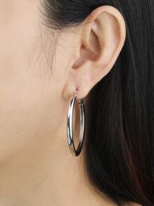 1 bộ/3 đôi khuyên tai vòng hình chữ C đơn giản và cá tính theo phong cách Y2K dành cho nữ, thích hợp cho các dịp lễ, sinh nhật, hẹn hò, khiêu vũ, tiệc tùng, du lịch, mua sắm, đi làm hàng ngày và các dịp khác. - Bạc - Xem 4