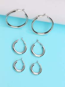 1 bộ/3 đôi khuyên tai vòng hình chữ C đơn giản và cá tính theo phong cách Y2K dành cho nữ, thích hợp cho các dịp lễ, sinh nhật, hẹn hò, khiêu vũ, tiệc tùng, du lịch, mua sắm, đi làm hàng ngày và các dịp khác. - Bạc - Xem 5