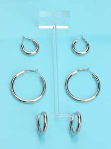 1 bộ/3 đôi khuyên tai vòng hình chữ C đơn giản và cá tính theo phong cách Y2K dành cho nữ, thích hợp cho các dịp lễ, sinh nhật, hẹn hò, khiêu vũ, tiệc tùng, du lịch, mua sắm, đi làm hàng ngày và các dịp khác. - Bạc - Xem 6