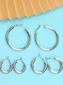 1 bộ/3 đôi khuyên tai vòng hình chữ C đơn giản và cá tính theo phong cách Y2K dành cho nữ, thích hợp cho các dịp lễ, sinh nhật, hẹn hò, khiêu vũ, tiệc tùng, du lịch, mua sắm, đi làm hàng ngày và các dịp khác. - Bạc - Xem 7