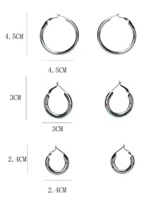 1 bộ/3 đôi khuyên tai vòng hình chữ C đơn giản và cá tính theo phong cách Y2K dành cho nữ, thích hợp cho các dịp lễ, sinh nhật, hẹn hò, khiêu vũ, tiệc tùng, du lịch, mua sắm, đi làm hàng ngày và các dịp khác. - Bạc - Xem 8