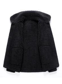 Manfinity Men Teddy Lined PU Leather Coat Without Tee - Black - View 3