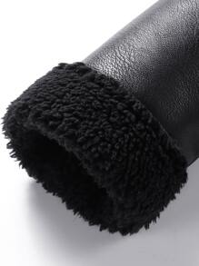 Manfinity Men Teddy Lined PU Leather Coat Without Tee - Black - View 4