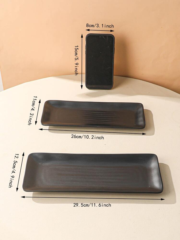 1 pieza Plato unicolor con sushi - Negro - Añade 5