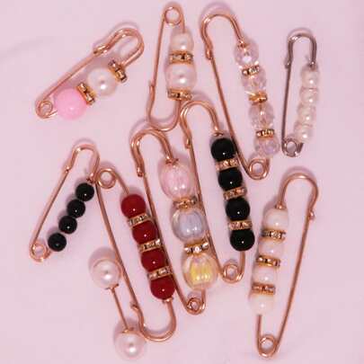 10 件/1 套女士装饰翻领衣服裙子腰带裤子收紧扣胸针别针用于日常装饰