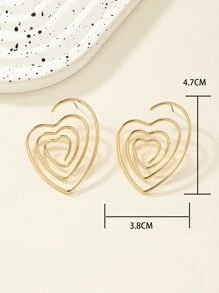 Heart Design Stud Earrings - Yellow Gold - View 3
