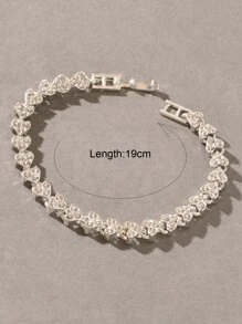 Heart Rhinestone Decor Bracelet - Silver - View 3