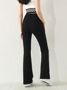 Teen Girls Zipper Fly Flare Leg Jeans - Black - View 2