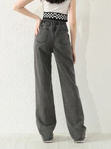 Teen Girls Raw Hem Ripped Straight Leg Jeans - Grey - View 2