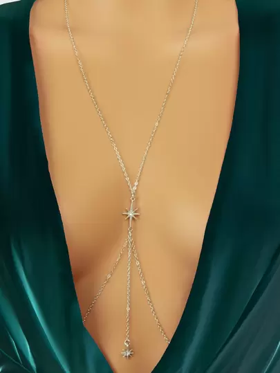 Women's Rhinestone Decorated Body Chain, Suitable For Multiple Occasions And Daily Wear