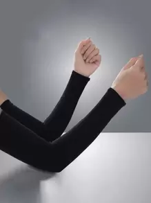 1雙女士素色長款袖套適用於日常生活手套防曬