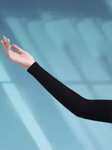 1雙女士素色長款袖套適用於日常生活手套防曬