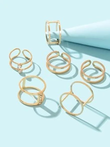 6pcs Rhinestone Decor Ring