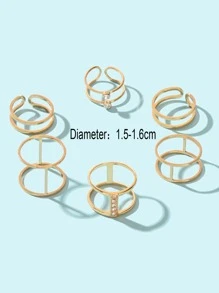 6pcs Rhinestone Decor Ring