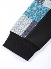 Manfinity Men Patchwork Print Patched Pocket Sweatshirt - Black - View 6