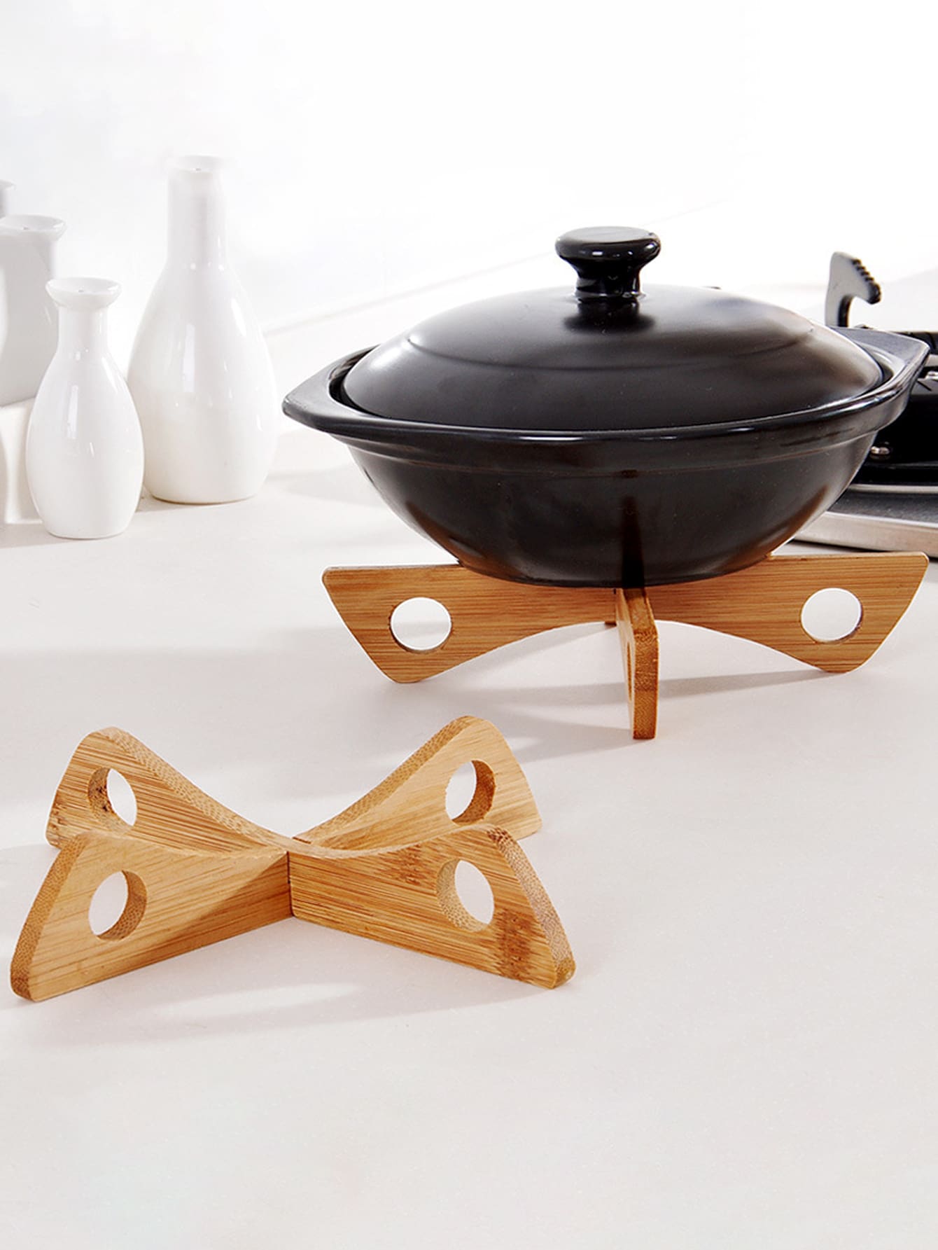 1 件木制十字交叉隔热垫海鲜煮锅