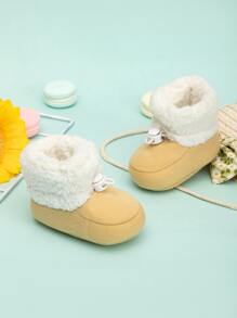 Baby Drawstring Detail Thermal Lined Boots - Apricot - View 5