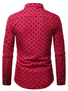 Manfinity Homme 男士波點圖案襯衫 - 紅色 - 查看 2
