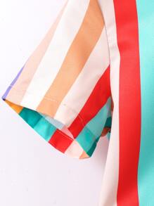 Toddler Boys Colourful Striped Patched Pocket Shirt & Shorts - Multicolor - View 6