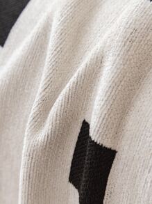 1pc Square Print Fringe Trim Decor Sofa Towel - Multicolor - View 3