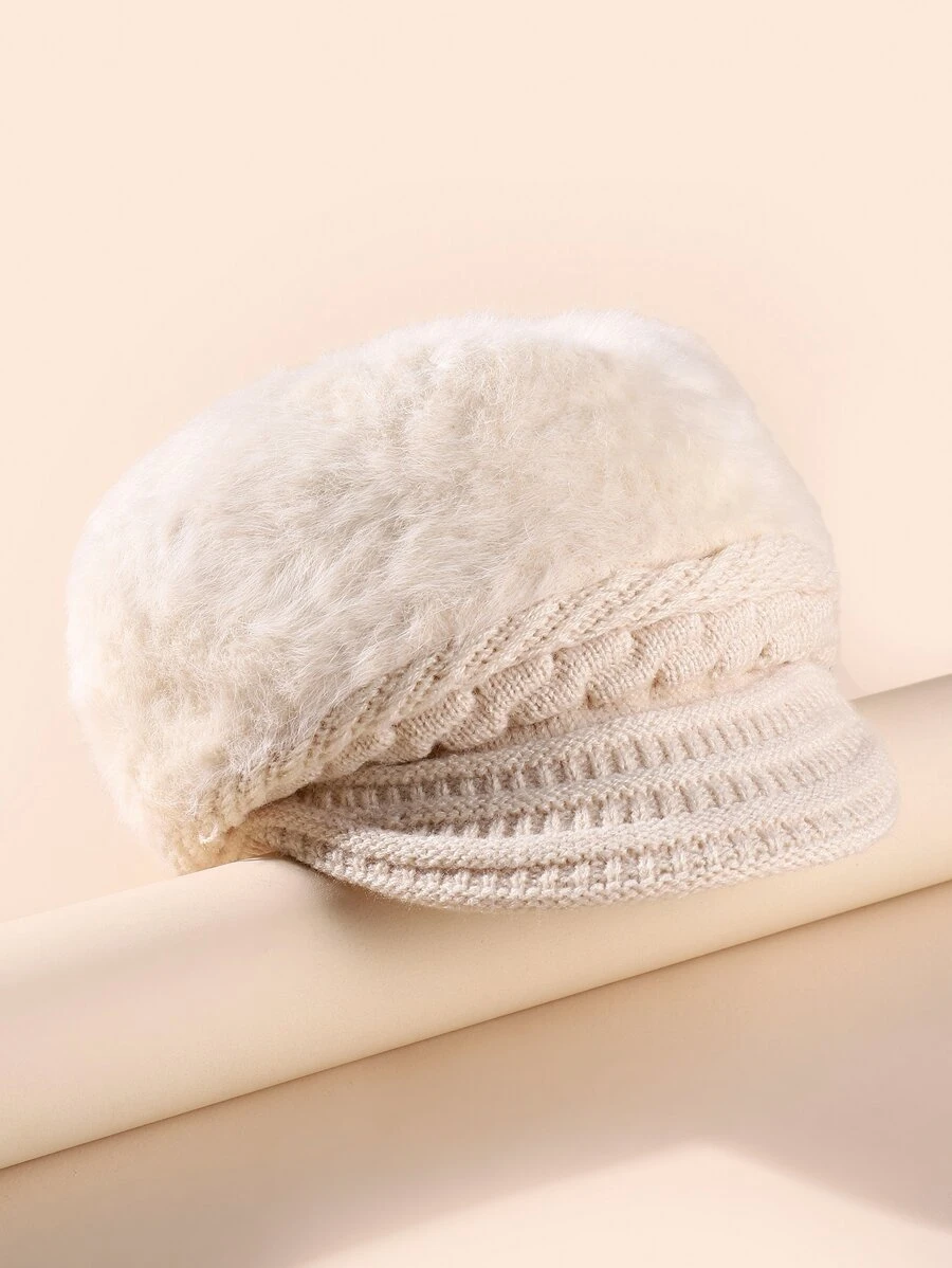 Solid Fuzzy Hat - Beige - View 1