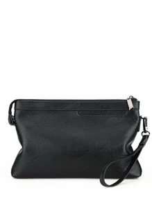 洗滌化妝包男士手提包適用於運動商業和旅行收纳包,男士極簡手拿包方包信封包腋下包帶腕帶,禮品適用於父親 - 黑色 - 查看 4