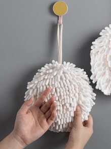 1pc Random Color Kitchen Hanging Quick-Drying Cleaning Handball, Hangable Bathroom Absorbent Soft Accessories, Home Towels Hand Towel - White - View 1