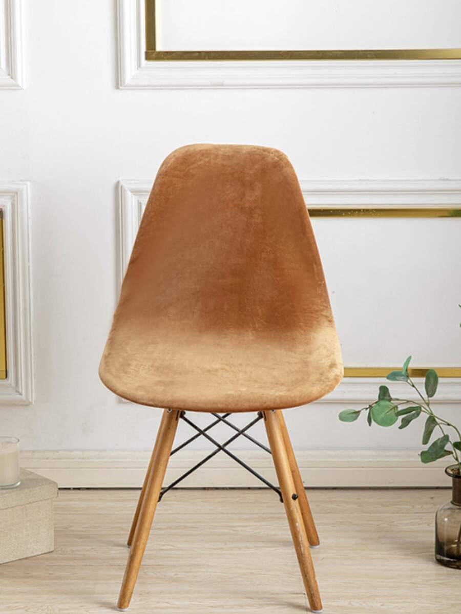 1入組素色有彈性椅套 - 駝色 - 查看 1