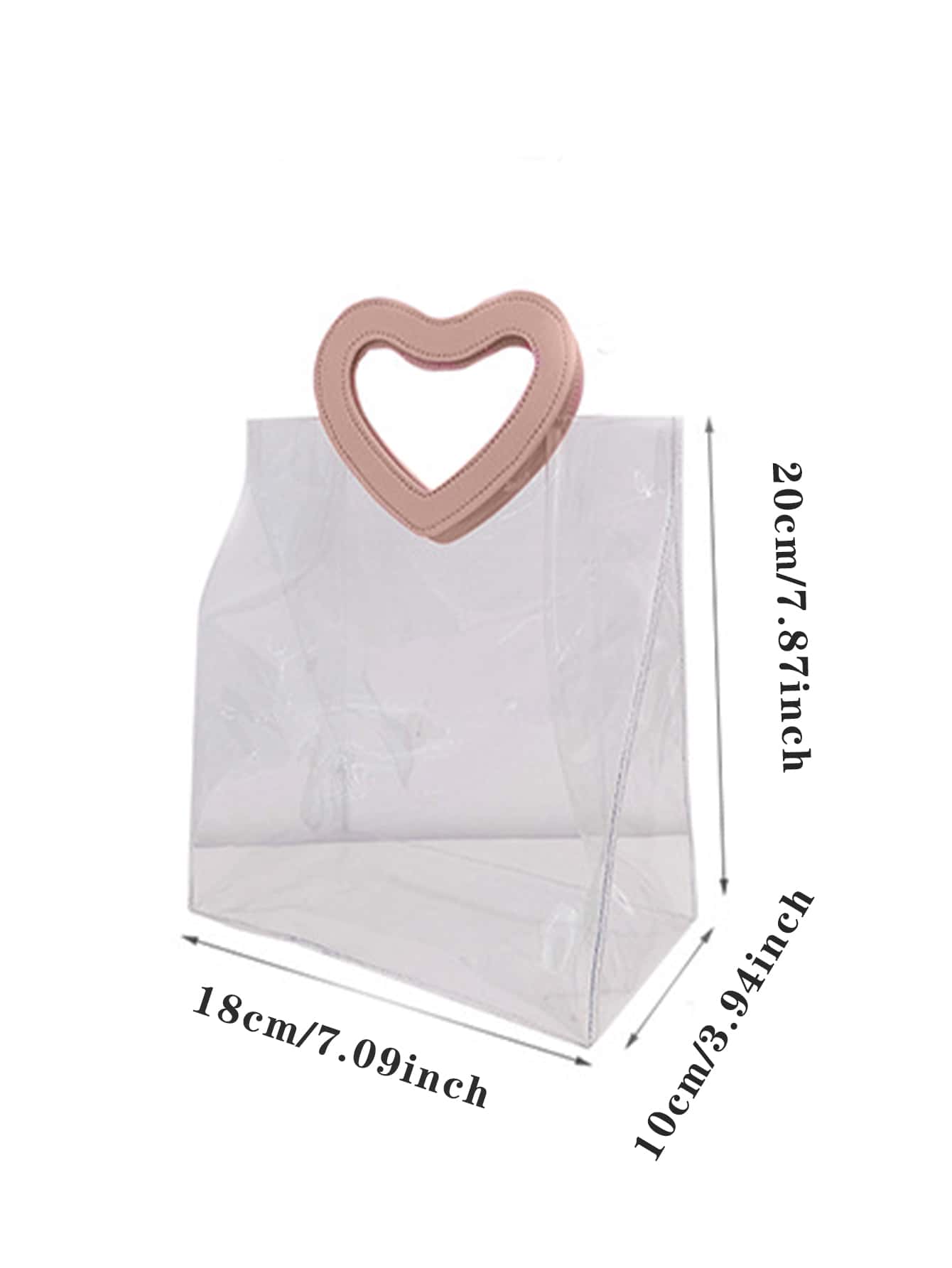 1pc PVC Gift Bag With Handles, Reusable Transparent Plastic Gift Packaging Bag, Bridal Party, Clear Gift Bag, Heart Shape, Anniversary, Handmade Gift Box Decoration,Christmas Valentine Day