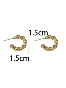 扭結設計開口耳環 - 金黃色 - 查看 3