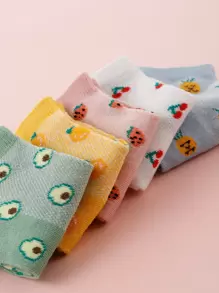 5 pares Calcetines tobilleros con estampado de fruta