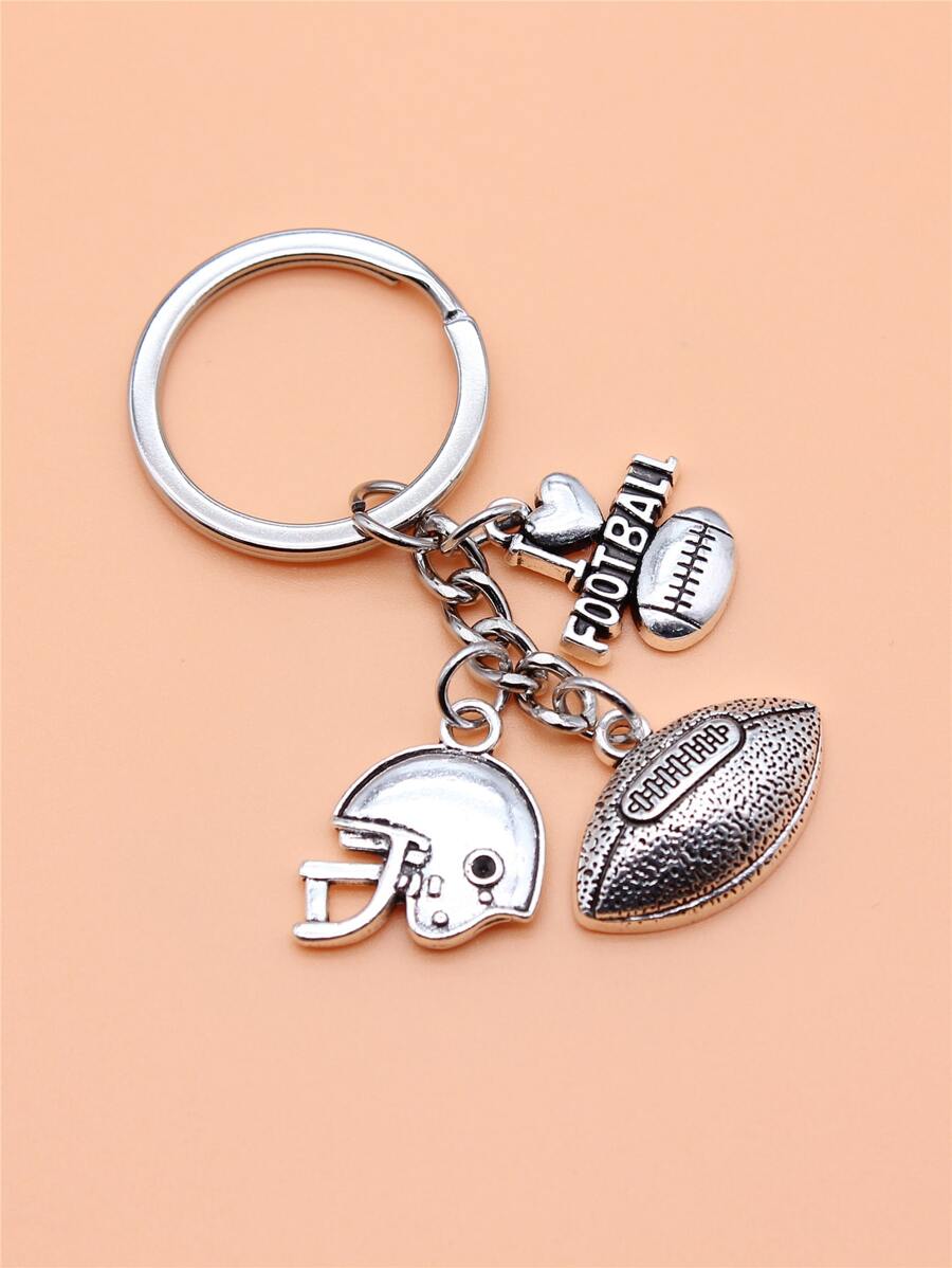 Llavero fútbol americano accesorio - Plata antigua - Ver 1