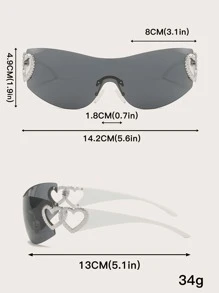 1 pieza Gafas de moda sin marco de plástico envolventes para verano, playa, vacaciones, exteriores, viajes