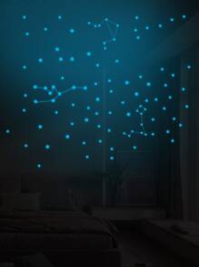 1入組星星圖案夜光牆貼 - 白色 - 查看 1