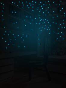 1入組星星圖案夜光牆貼 - 白色 - 查看 2