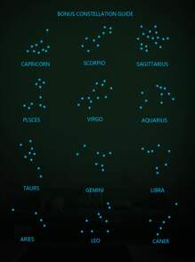 1入組星星圖案夜光牆貼 - 白色 - 查看 3