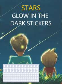 1入組星星圖案夜光牆貼 - 白色 - 查看 5