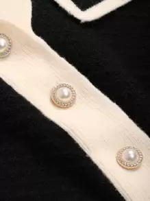 DAZY Áo khoác cardigan dài tay thiết kế nút màu đơn sắc cho nữ, mùa thu, áo dài tay, quần áo mùa thu cho nữ - màu đen - Xem 3