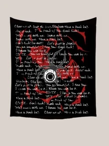 ROMWE Kawaii Spider & Slogan Graphic Tapestry - Multicolor - View 2