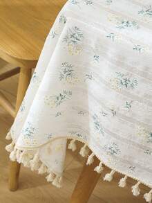 Mantel con bordado floral con diseño de fleco - Multicolor - Ver 2