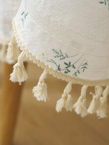 Mantel con bordado floral con diseño de fleco - Multicolor - Ver 5