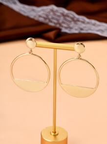 Hollow Out Round Drop Earrings - Yellow Gold - View 3