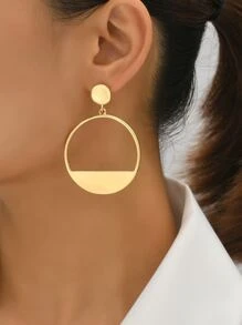Hollow Out Round Drop Earrings - Yellow Gold - View 4