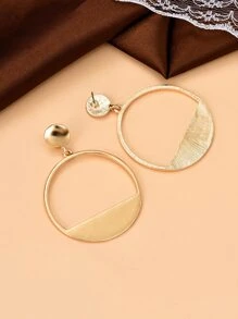 Hollow Out Round Drop Earrings - Yellow Gold - View 5