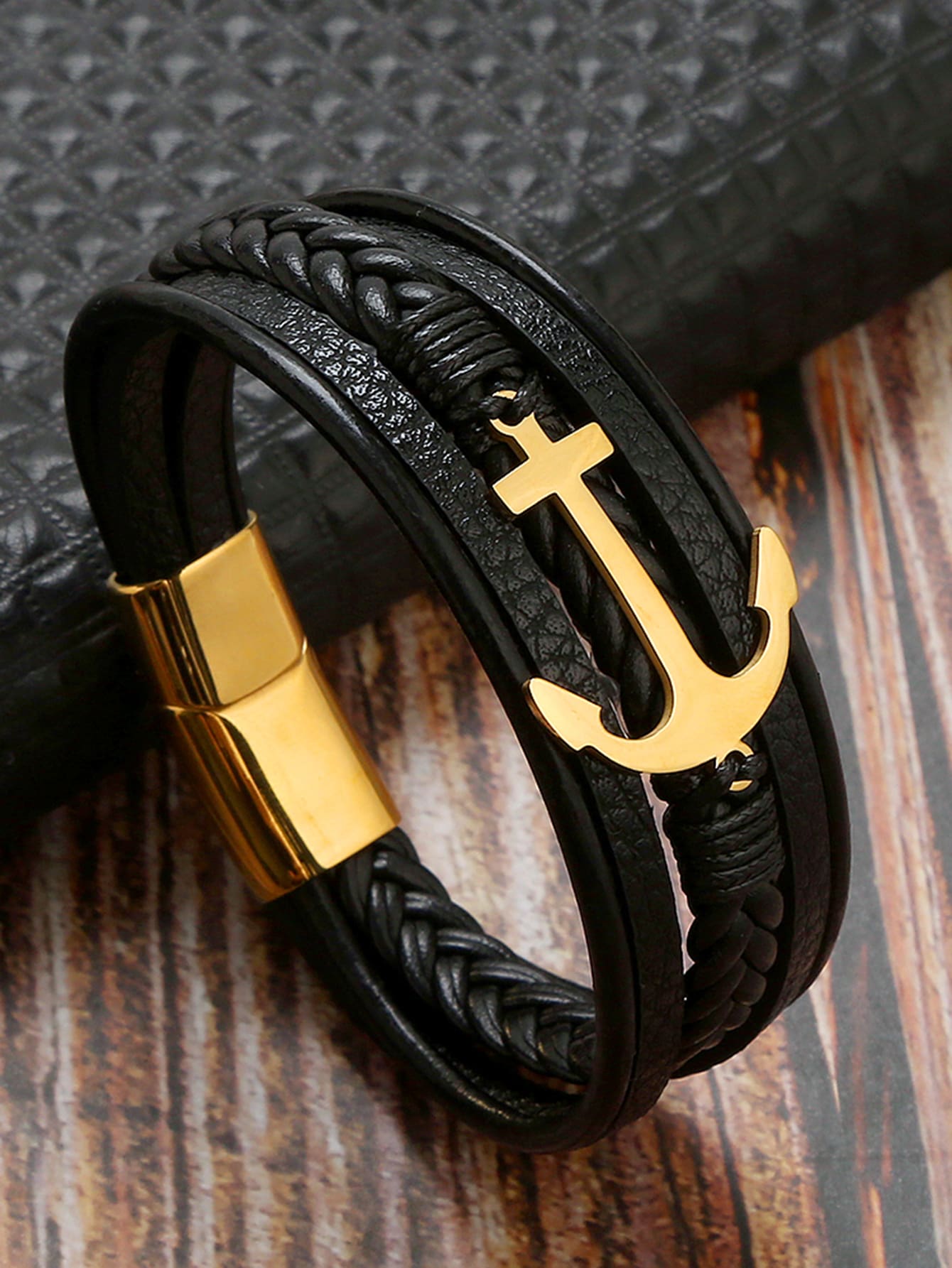 Hombres Pulsera a capas con diseño de ancla - Multicolor - Ver 1